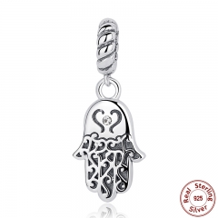 925 Sterling Silver Lucky Hamsa Hand Pendants Charm fit Bracelet & Necklace for Women New Collection SCC031 CHARM-0087