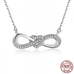 100% 925 Sterling Silver Infinity Love Clear CZ Heart Women Pendant Necklaces Luxury Fine Jewelry Girlfriend Gift SCN100 NECK-0073