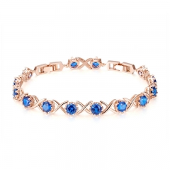 Trendy Gold Color Clear CZ Bracelets for Women Blue CZ Tennis Chain Link Women Bracelet Fine Silver Jewelry YIB042 FASH-0126