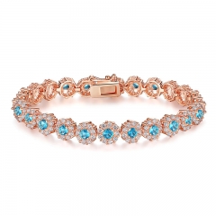 New Hot Sale Blue Crystals Luxury Fashion Rose Gold Color Women Bracelet Party Jewelry Wholesale JIB081 FASH-0094