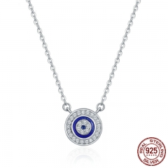 Hot Sale 100% 925 Sterling Silver Lucky Blue Eye Clear CZ Pendant Necklace Women Luxury Sterling silver Jewelry SCN165 NECK-0111