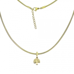 collar de eslabones cubanos de oro de mujer de acero inoxidable  PSS153