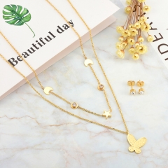 Conjunto de joyas chapadas en oro de acero inoxidable de moda para mujer XXXS-0545