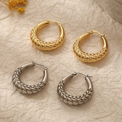 Pendientes llamativos de lujo para mujer chapados en oro de acero inoxidable   ES-2957