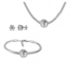 Conjunto joyas con pendientes para pulseras collar de acero inoxidable PDS244