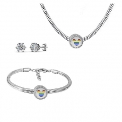 Conjunto joyas con pendientes para pulseras collar de acero inoxidable PDS274