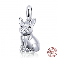 New Arrival 925 Sterling Silver Trendy French Bulldog Pendant Charms fit Bracelet Necklace DIY Accessories Jewelry SCC714 CHARM-0780