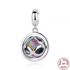 New Fashion 925 Sterling Silver Crystals Round Pendant Charms fit Bracelets Friendship Gift SCC025 CHARM-0107