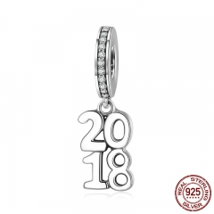 2018 New 100% 925 Sterling Silver 2018 Letter Alphabet Dangle Charm Pendant fit Charm Bracelet Necklace Jewelry SCC642 CHARM-0693