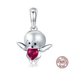 925 Sterling Silver Little Devil Boy & Angel Girl Charm fit Charm Bracelets & Necklaces DIY Jewelry kids Gift SCC830 CHARM-0863