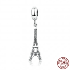 Authentic 925 Sterling Silver Paris Eiffel Tower Pendant Charm Fit Bracelet Necklace Jewelry Making PAS012 CHARM-0004