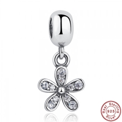 Classic 925 Sterling Silver Dazzling Daisy, Clear CZ For DIY Charms And Pendant Fit Bracelet PAS084 CHARM-0012