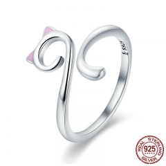 Hot Sale Authentic 925 Sterling Silver Naughty Cat Nail Pussy Open Size Finger Ring for Women Party Ring Jewelry SCR341 RING-0390
