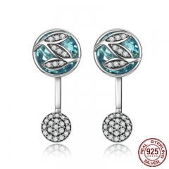 100% 925 Sterling Silver Green Glass ,Dazzling CZ Tree of Life Drop Earrings for Women Brincos Fine Jewelry Bijoux SCE087 EARR-0166