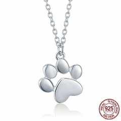 Genuine 925 Sterling Silver Cute Animal Footprints Dog Cat Footprints Necklaces Pendants Women Silver Jewelry SCN275-2 NECK-0222