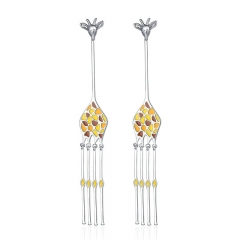Design New Silver Color Hyperbole Cute Giraffe Animal Long Drop Earrings for Women Fashion Earrings Jewelry YIE111 FASH-0114