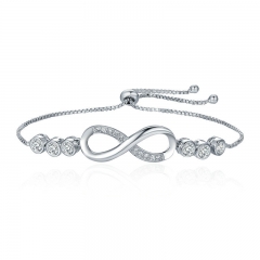 Hot Sale Popular Silver Color Endless Love Infinity Bracelet Lace up Tennis Bracelets for Women Fashion Jewelry YIB037 FASH-0113