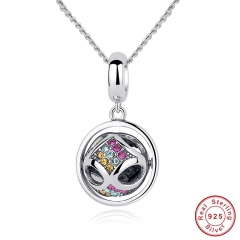 New Authentic 925 Sterling Silver Colorful Crystal Pendant Necklace For Women Necklace Accessories 	SCC025 NECK-0002