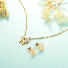 Fabricación de joyas para damas, Conjunto de joyas de acero inoxidable 18k Gold Jewelry Wholesale XXXS-0226