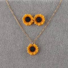 lindo conjunto de joyas de resina de flor de acero inoxidable XXXS-0351