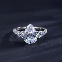 Zirconia cúbica 925 Anillos de diamantes de boda de compromiso de joyería de plata esterlina para mujeres RING-0504