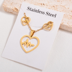 popular cubic zirconia brass charm stainless steel jewelry set  XXXS-0644