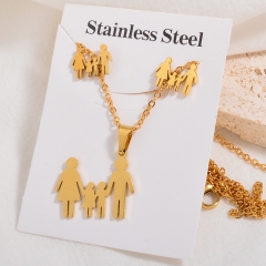 popular cubic zirconia brass charm stainless steel jewelry set XXXS-0670