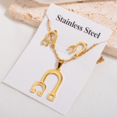popular cubic zirconia brass charm stainless steel jewelry set XXXS-0671