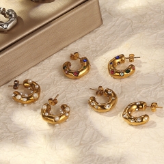Pendientes de moda de alta calidad chapados en oro de acero inoxidable para mujer  ES-3066