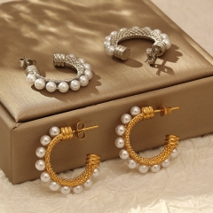 Pendientes de moda de alta calidad chapados en oro de acero inoxidable para mujer  ES-3074