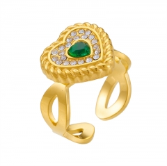 Anillos de dedo de oro con diamantes de imitación de acero inoxidable para mujer   RS-1618