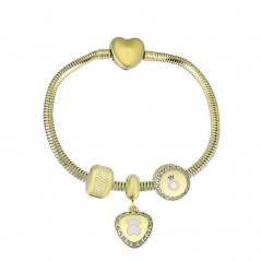 Brazalete de charms chapen oro de corazón de acero inoxidable para mujeres XK3490